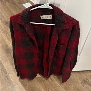 Abercrombie & Fitch Red and Black Plaid Casual Button Down Shirt
